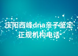 庆阳西峰dna亲子鉴定正规机构电话