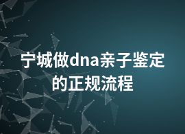 宁城做dna亲子鉴定的正规流程