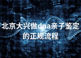 北京大兴做dna亲子鉴定的正规流程