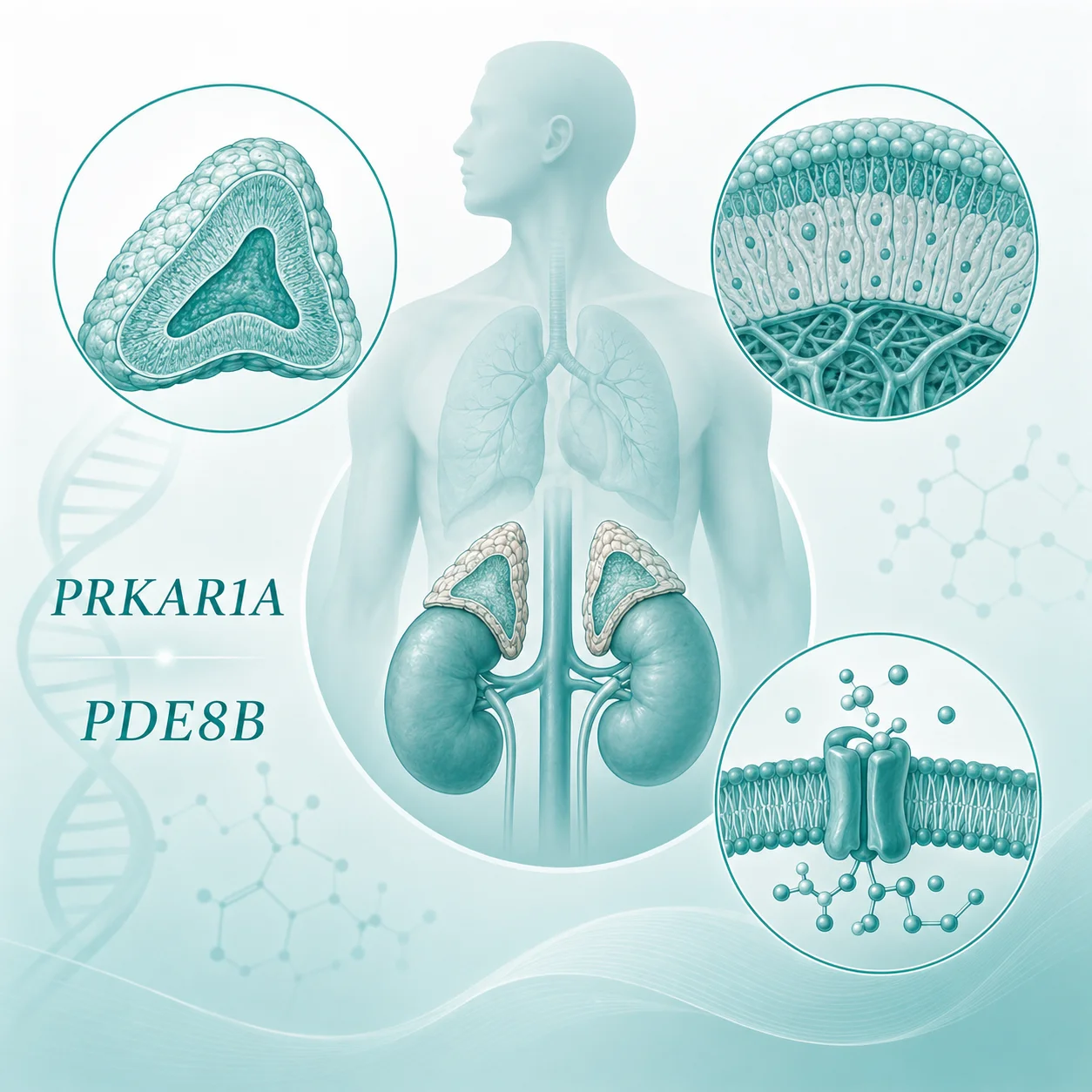 原发性色素沉着性结节性肾上腺皮质病 - 肾上腺解剖示意图