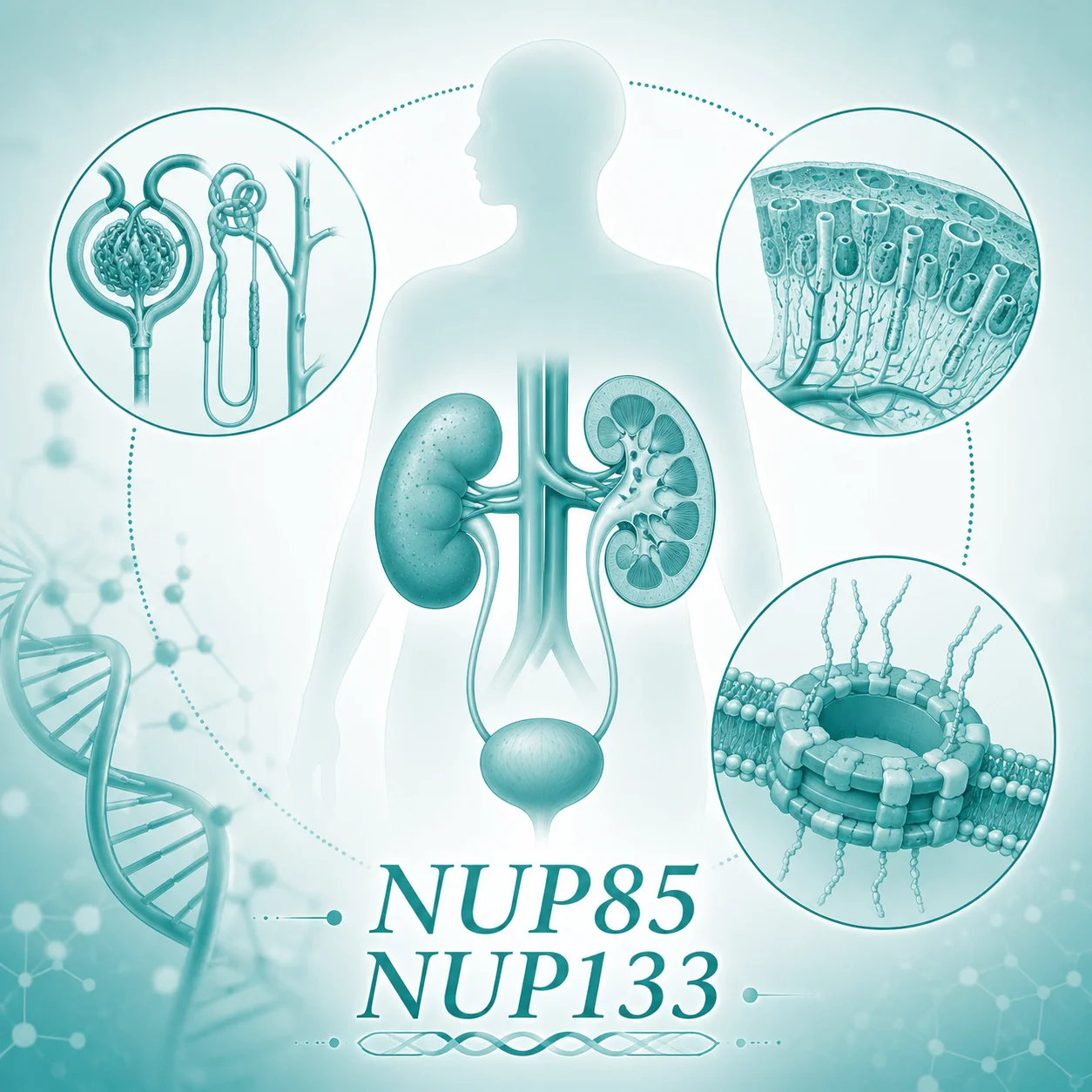 Nephrotic 综合征 - 肾脏结构示意图 肾小球滤过屏障 基因检测流程 DNA双螺旋 遗传模式图表