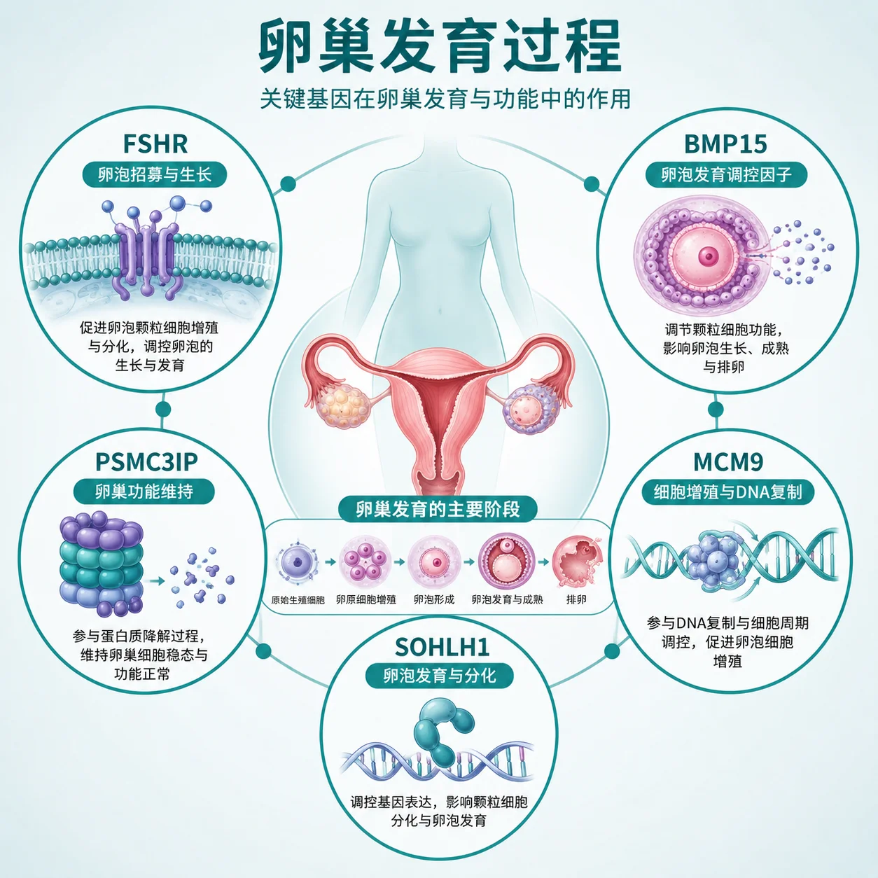 卵巢发育不全 - 卵巢发育示意