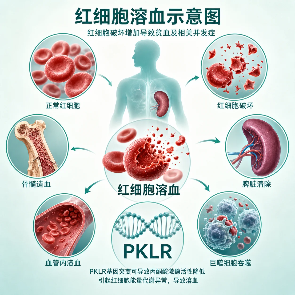 丙酮酸激酶缺乏症 - 红细胞溶血示意图