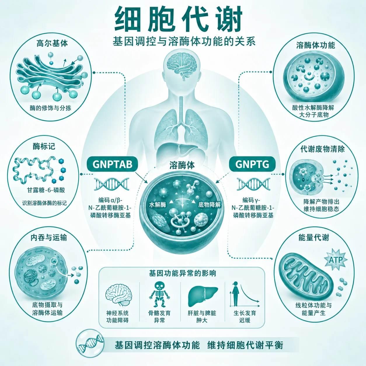 黏脂贮积症 IIα/β /III γ /IV - 细胞代谢示意图