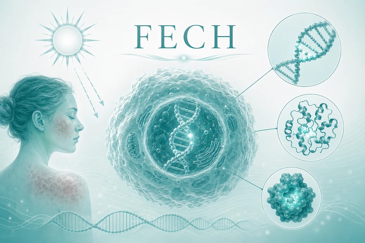 红细胞生成性原卟啉病1 型 - 皮肤光敏反应示意