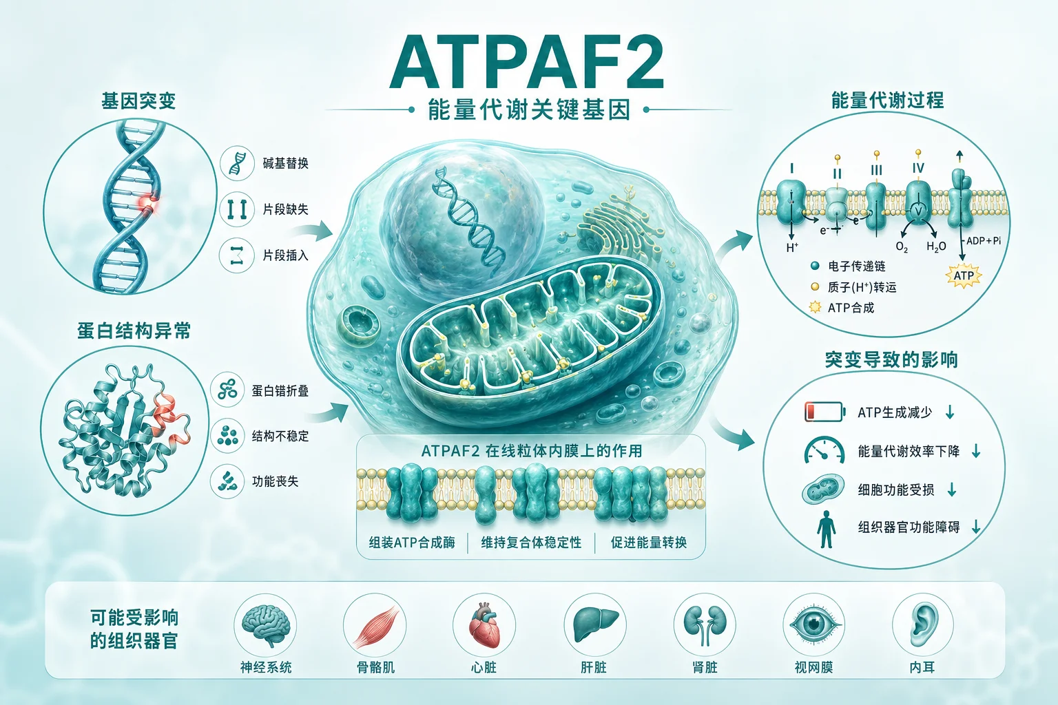 线粒体复合体V 缺乏症 - 能量代谢示意图