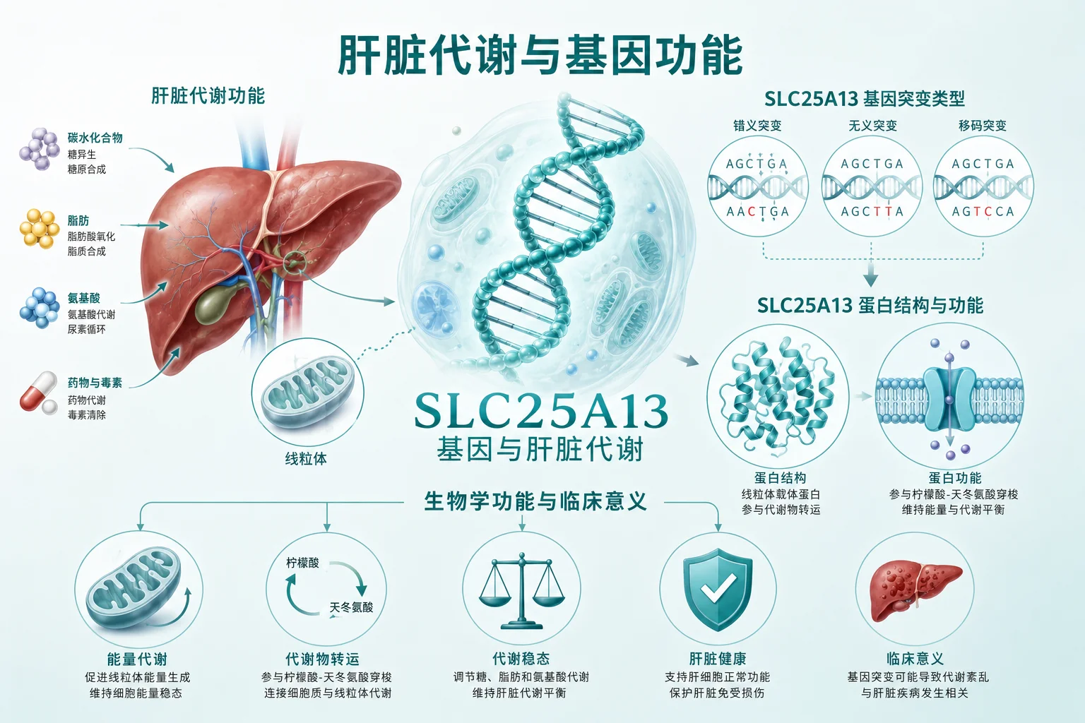 希特林蛋白缺乏症 - 肝脏代谢示意图