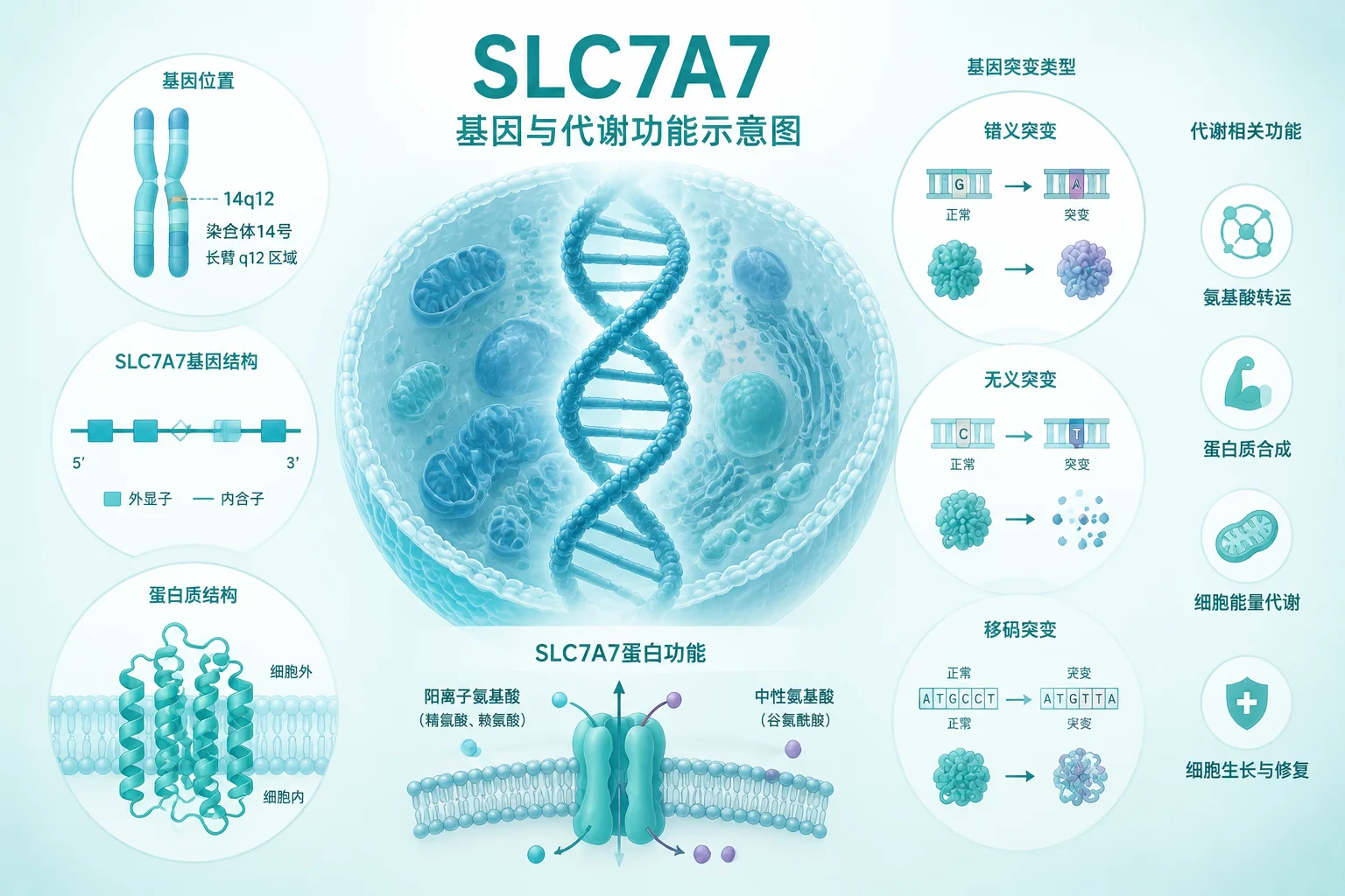 赖氨酸尿性蛋白耐受不良 - 遗传代谢示意图