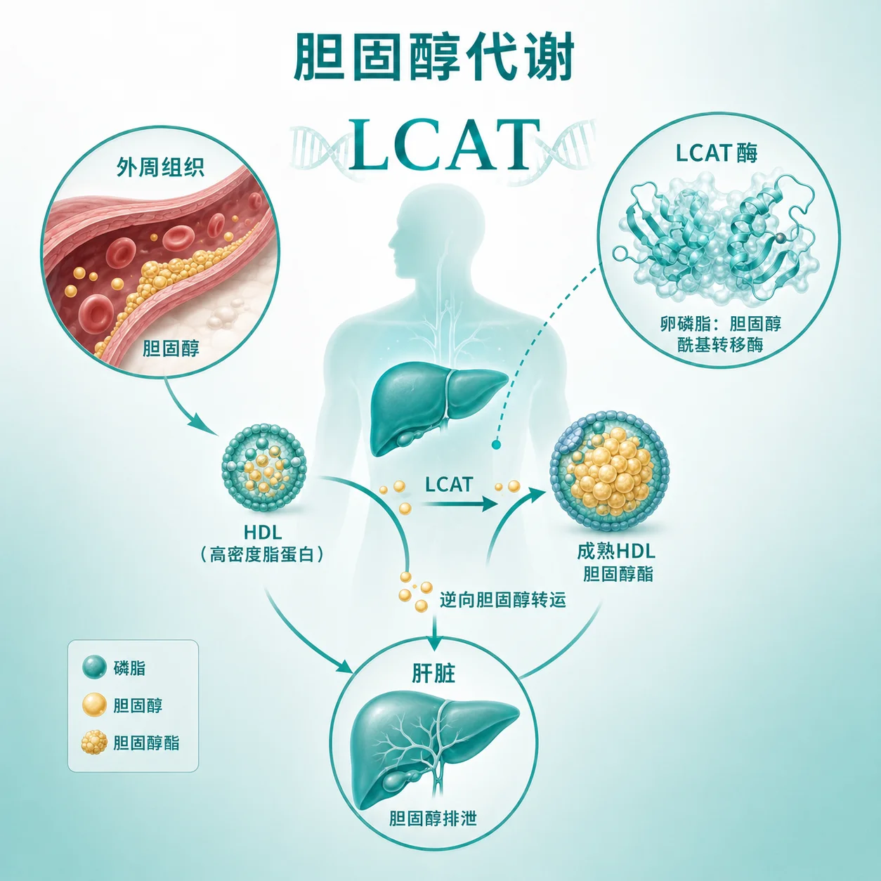 家族性卵磷脂胆固醇酞基转移酶缺乏症 - 胆固醇代谢示意图