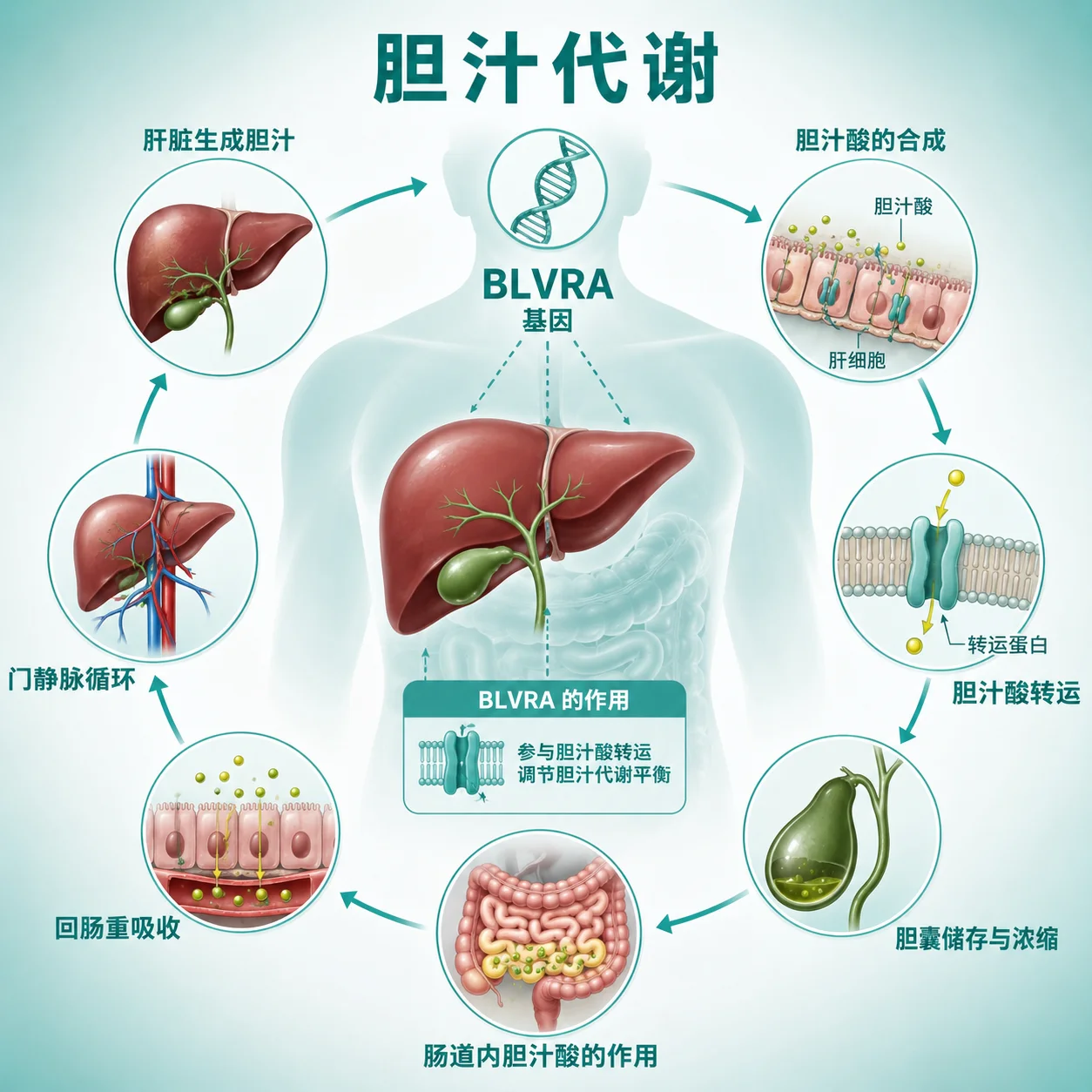 高胆绿素血症 - 胆汁代谢示意图