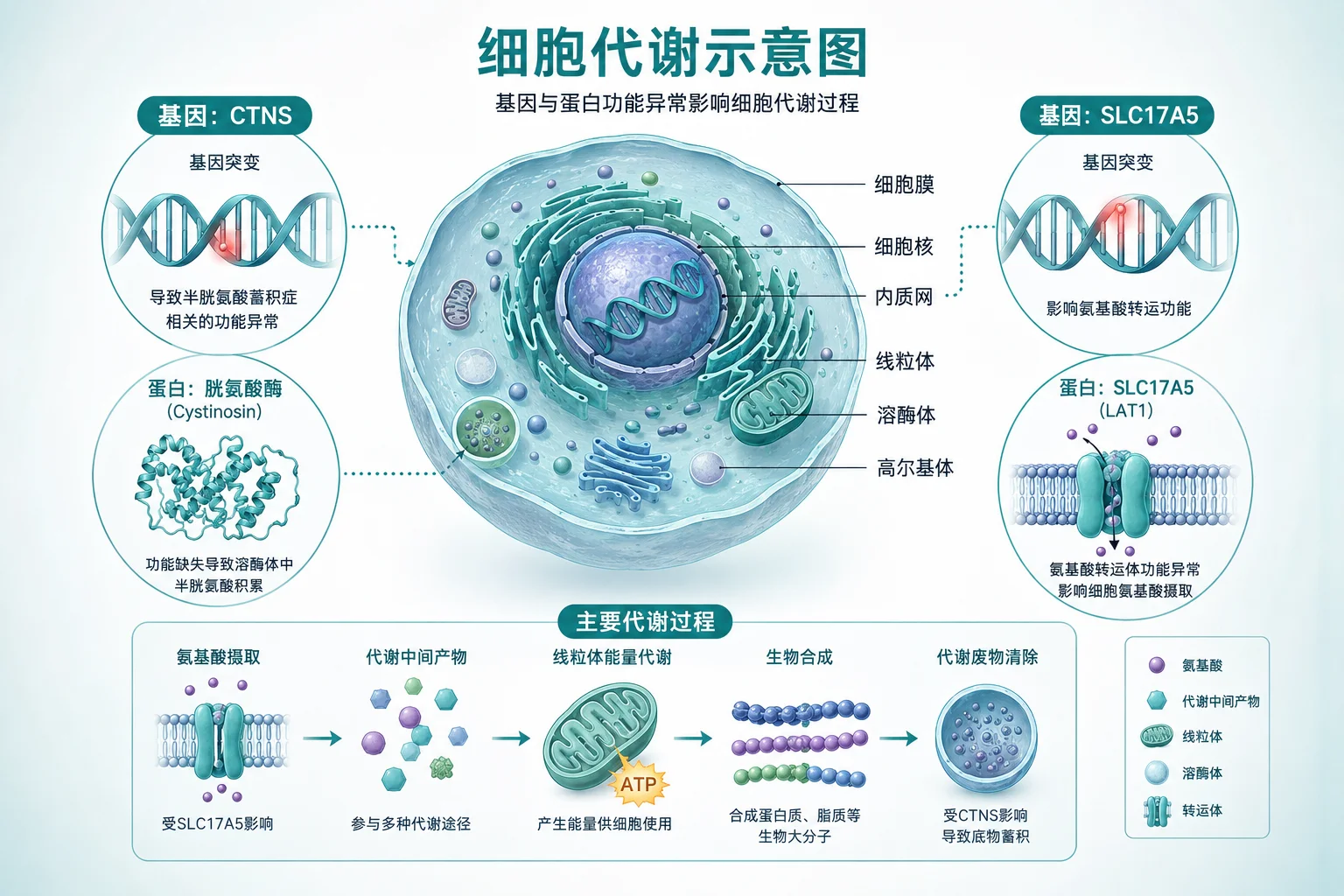 溶酶体蓄积病 - 细胞代谢示意图