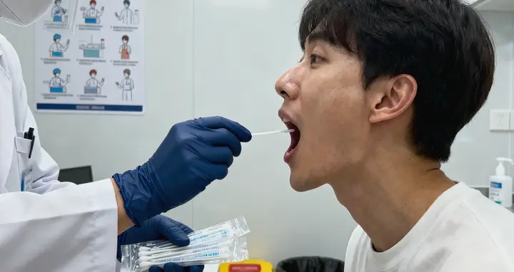 蓬安口腔拭子采集示意图